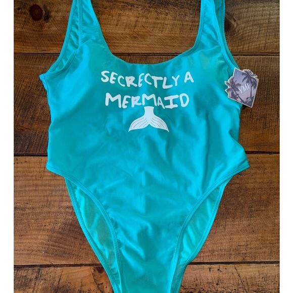 NWT Womens YMI Turquoise "Secretly" A Mermaid" One Piece Swim Suit Size Large - Picture 1 of 8